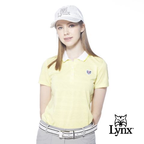 【Lynx Golf】女款吸汗速乾合身版MESH緹花設計短袖POLO衫/高爾夫球衫(三色)