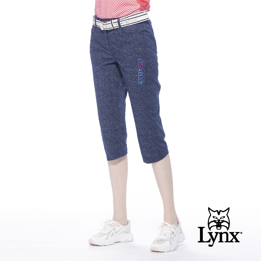 Lynx Golf 女款日本進口布料易溶紗材質涼爽透氣繡花窄管七分褲(二色)