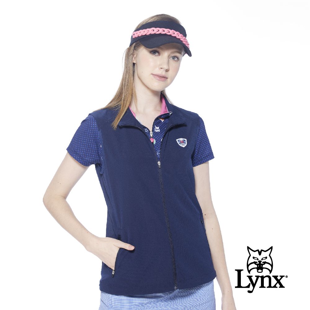 Lynx Golf 女款吸濕快乾透氣易溶紗材質反光印花脇邊剪裁設計無袖背心(二色)