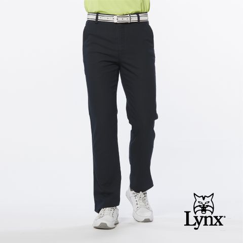 Lynx Golf 男款彈性舒適天絲棉後袋蓋設計素面基本款平口休閒長褲(二色)