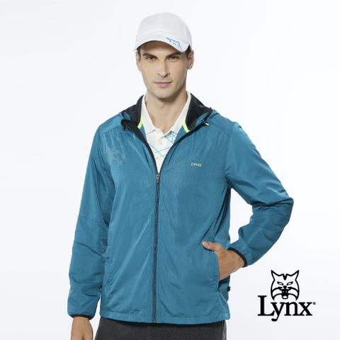 Lynx Golf 男款保暖防風內刷毛右肩經典大山貓印花長袖連帽外套(三色)