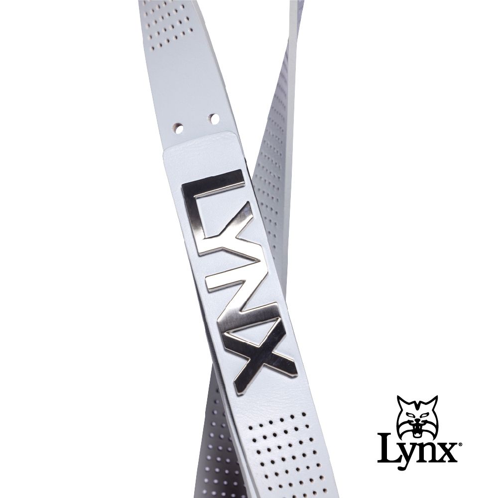 Lynx Golf 男款時尚立體雷雕LOGO打洞造型牛皮材質扣式皮帶(三色)