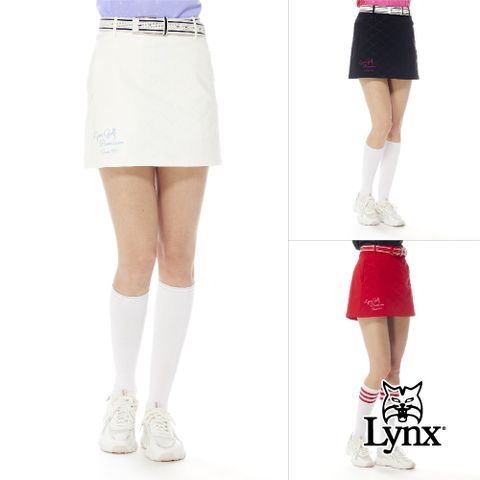 【Lynx Golf】女款防風防潑水蝴蝶結壓紋隱形拉鍊設計前片繡花運動短裙(三色)