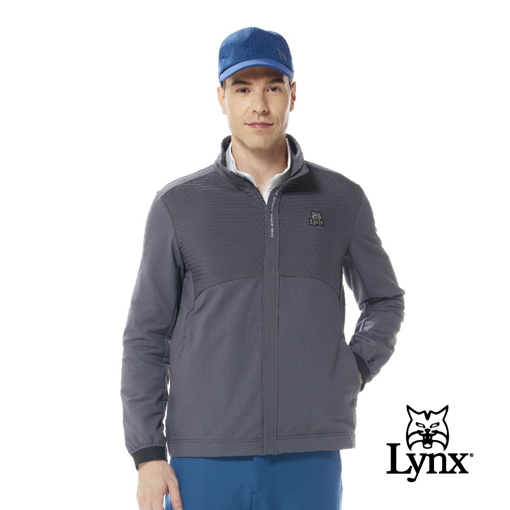 Lynx Golf 男款防潑水刷毛保暖3M反光印花設計異材質剪接造型拉鍊口袋長袖外套(二色)