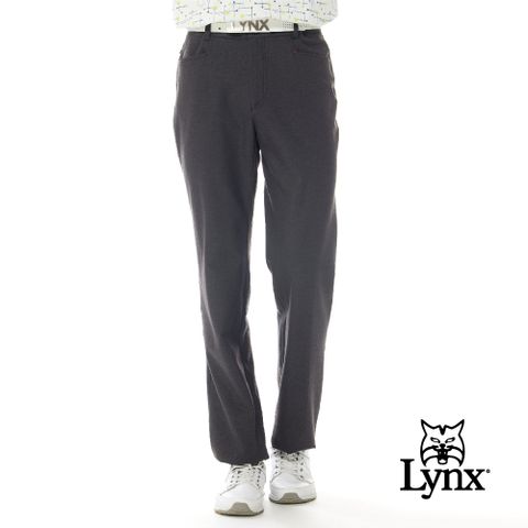 Lynx Golf 男款日本進口布料保暖後腰配色羅紋設計造型後口袋平口休閒長褲-深灰色