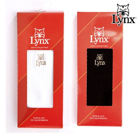 Lynx Golf 男款山貓Logo精美中筒襪-二色(3入)