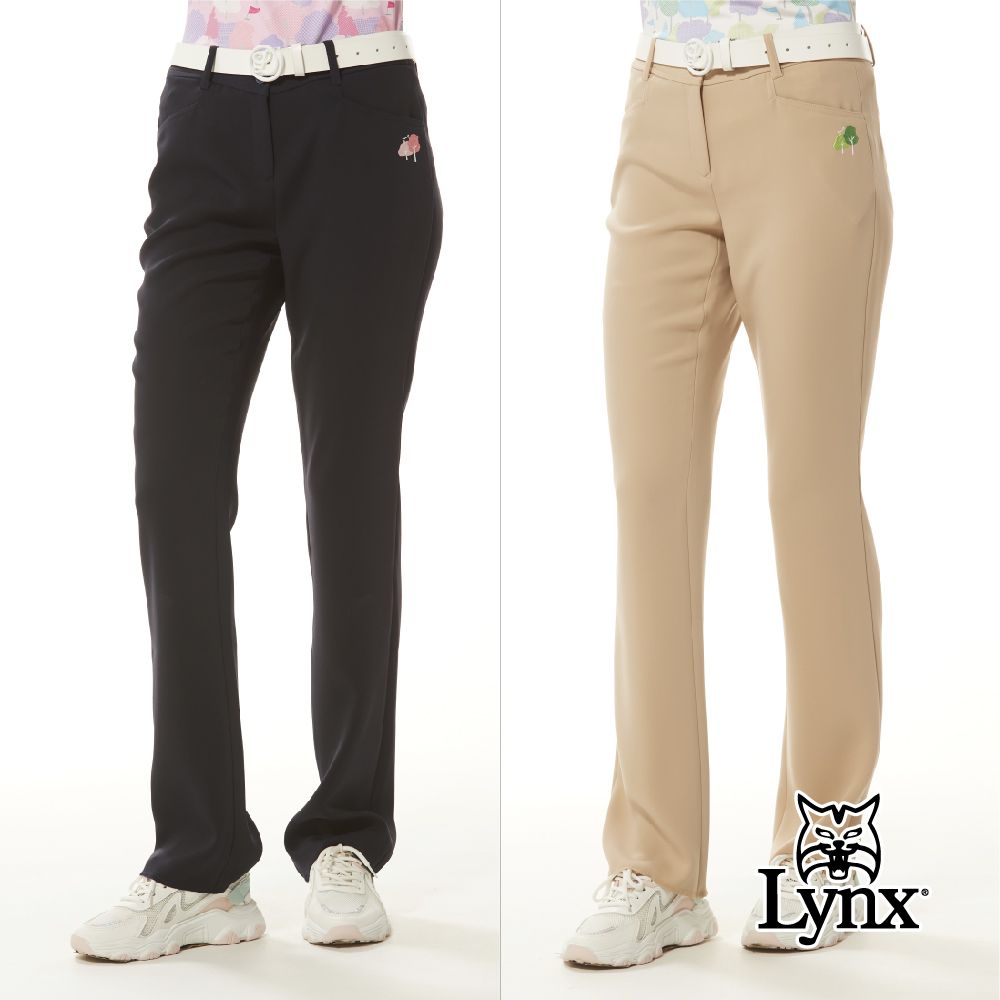 Lynx Golf 女款日本進口布料彈性舒適造型後口袋設計森林系花紋窄管長褲(二色)