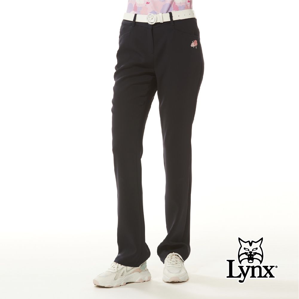 Lynx Golf 女款日本進口布料彈性舒適造型後口袋設計森林系花紋窄管長褲(二色)