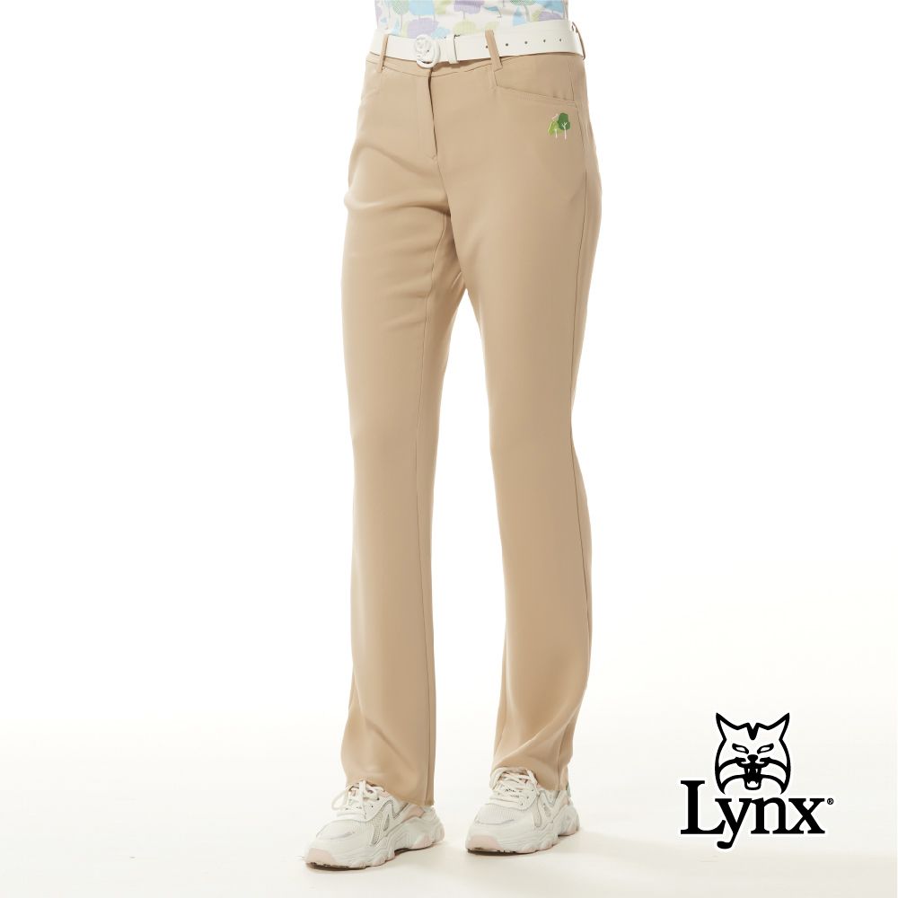 Lynx Golf 女款日本進口布料彈性舒適造型後口袋設計森林系花紋窄管長褲(二色)