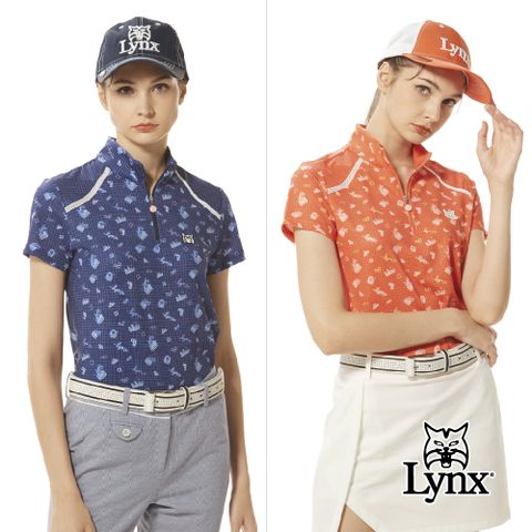 Lynx Golf 女款吸汗速乾合身版娛樂小物透氣織帶造型立領POLO衫/高爾夫球衫(二色)