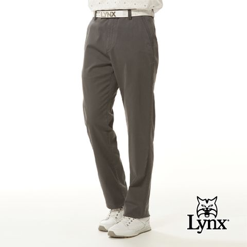 Lynx Golf 男款彈性舒適百搭混紡材質素面款式平面休閒長褲-深灰色