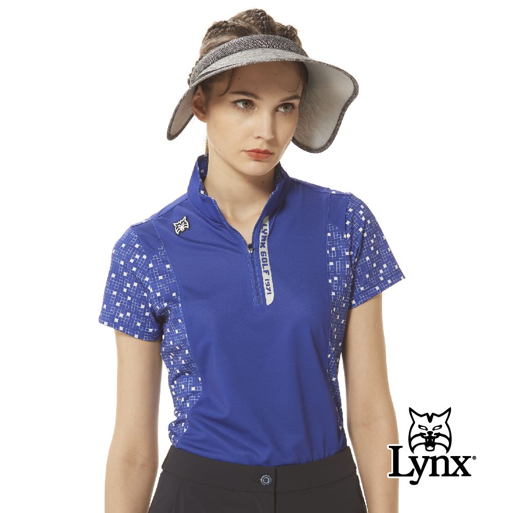 Lynx Golf 女款吸排抗UV合身版反光印花山貓矽膠車標短袖立領POLO衫/高爾夫球衫(二色)