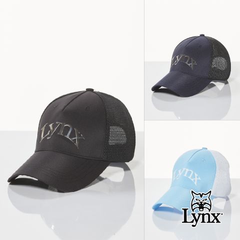 Lynx Golf 透氣網布潮流時尚Lynx字樣亮面LOGO可調節式球帽(三色)