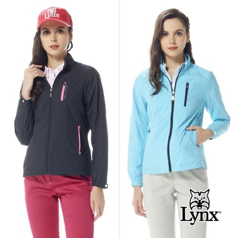 Lynx Golf 女款內刷毛保暖防風素面造型胸袋拉鍊款長袖外套(二色)