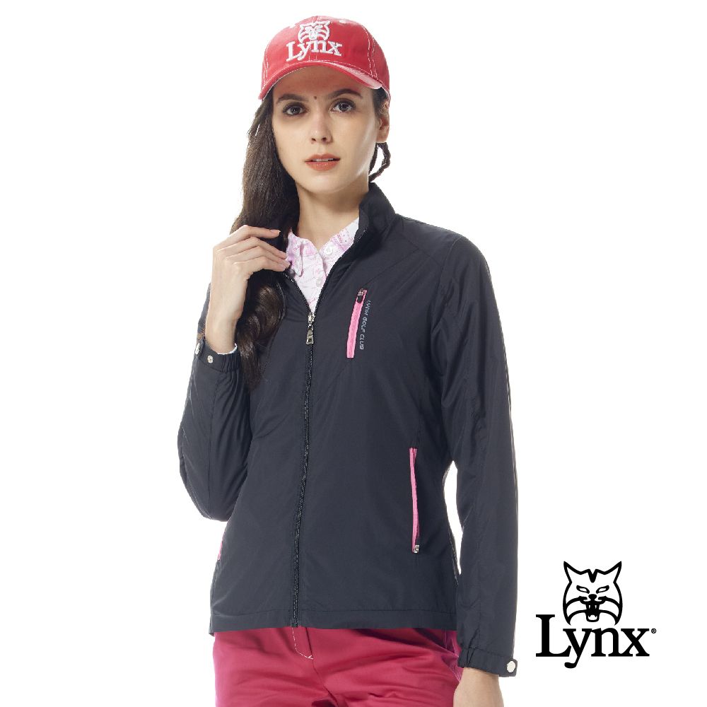 Lynx Golf 女款內刷毛保暖防風素面造型胸袋拉鍊款長袖外套(二色)