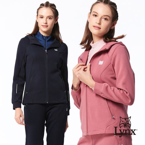 Lynx Golf 女款彈性舒適混紡材質出芽造型拉鍊口袋長袖不可拆式連帽外套(二色)