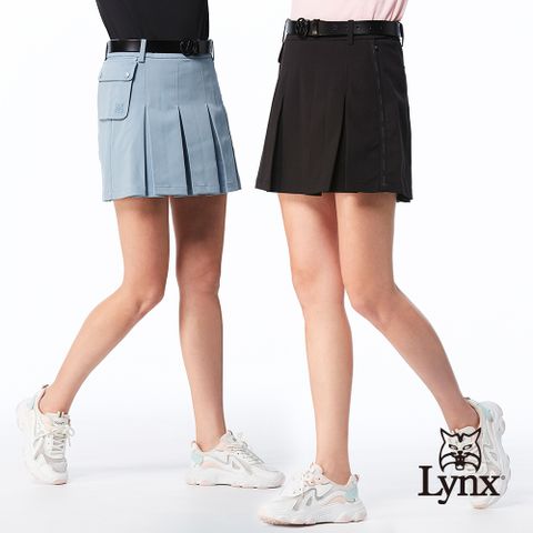 【Lynx Golf】首爾高桿風格!女款彈性舒適百摺裙款式貼袋設計反光織帶造型運動褲裙(二色)