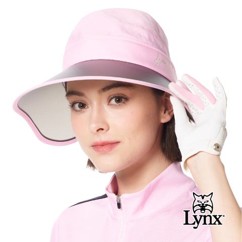 Lynx Golf 女款抗UV功能可拆式變換中空帽造型Lynx字樣繡花可調式大盤帽-粉色