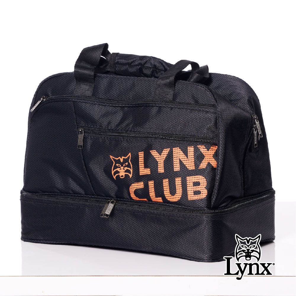 Lynx Golf 男女Lynx山貓印花造型硬底式旅行外袋/雙層運動衣物袋(四色)