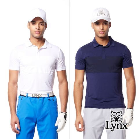 Lynx Golf 首爾高桿風格男款合身版彈性舒適下擺側開設計短袖POLO衫/高爾夫球衫(二色)