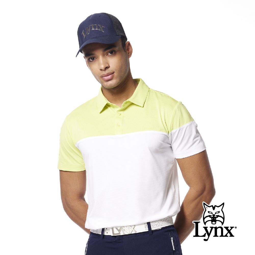 Lynx Golf 首爾高桿風格男款合身版銀離子抗菌機能立體凸印設計短袖POLO衫/高爾夫球衫(三色)