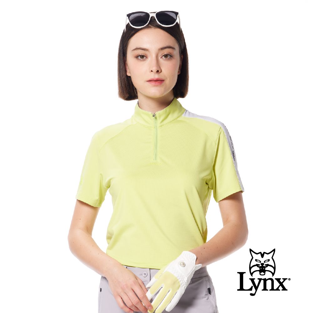 Lynx Golf 首爾高桿風格女款銀離子抗菌除臭山貓膠標短袖立領POLO衫/高爾夫球衫(二色)