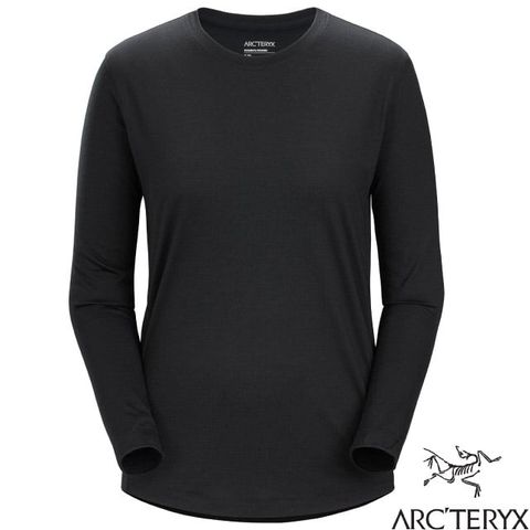 Arcteryx 始祖鳥 女 Lana 羊毛長袖圓領快乾上衣.登山排汗衣.防曬+吸濕排汗+抗臭_X000007434-30800 黑