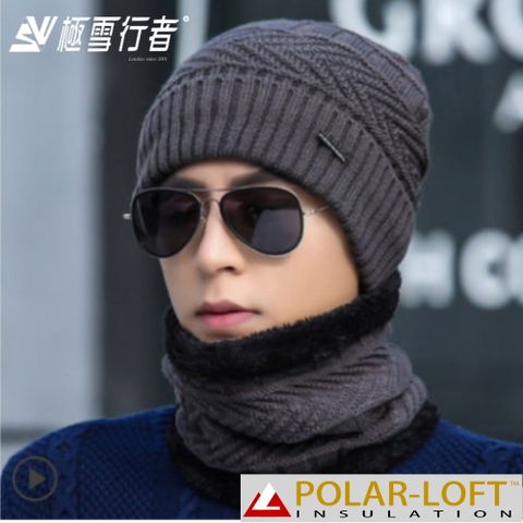 極雪行者 防風針織極地圍脖[]英軍POLAR-LOFT(24H)中空纖維內長毛防風針織極地兩用圍脖SW-T074W/灰色