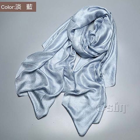 【Osun】天然亞麻純色圍巾絲巾披肩-淡藍 CE372