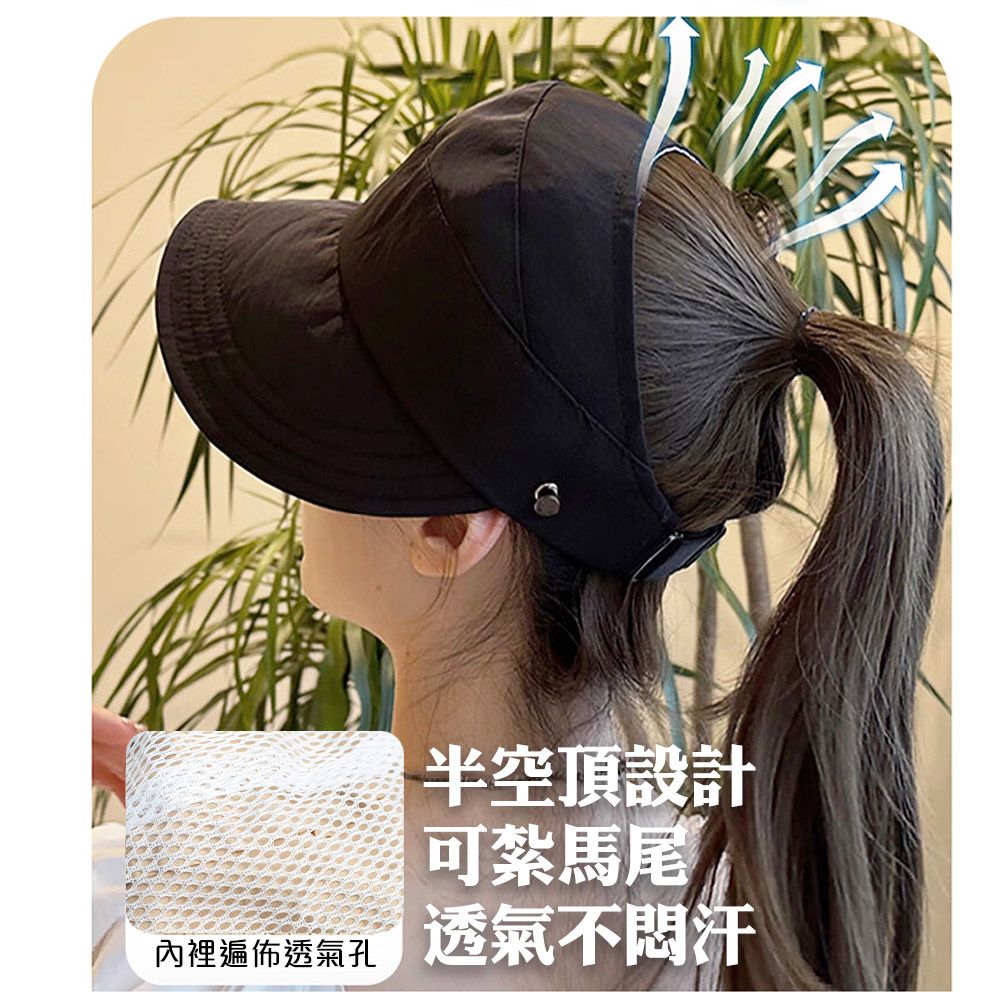 藻土屋 網紅百搭輕薄防潑水小臉防曬空頂遮陽帽-H*2