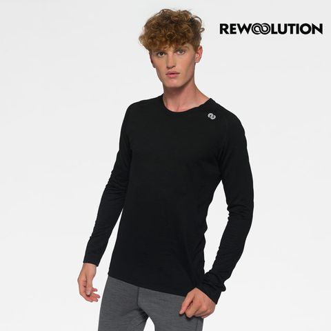 Rewoolution 男TOMMY 140g長袖T恤[黑色] 羊毛衣 登山必備 吸排| REJB2MC70195