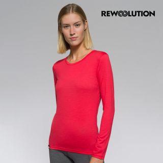 【Rewoolution】女BERRY 140g長袖T恤 [玫紅] 羊毛衣 T恤 登山必備 吸濕排汗| REJB2WC71103