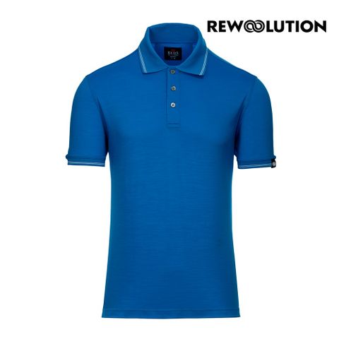 【Rewoolution】男 CRATER 190g短袖Polo衫(寶藍) 羊毛衣短袖上衣 | REIA1MC11055