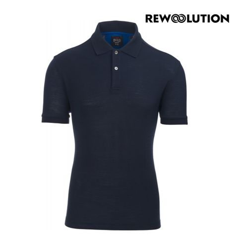 【Rewoolution】男 ORO 210g短袖Polo衫(深藍) 羊毛衣 短袖上衣 |REIA1MC11258