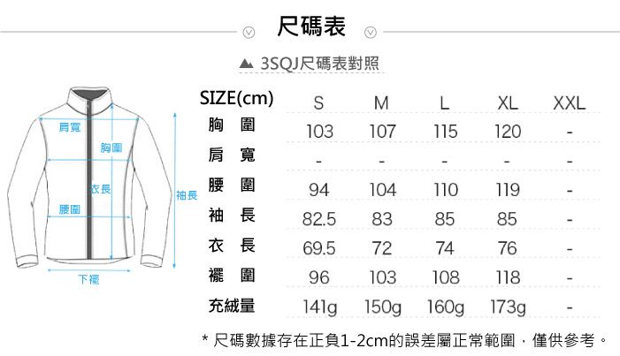 尺碼表尺碼表對照IZE(cm)SML肩寬胸圍103107115 120XLXXL胸圍肩寬長腰圍94104110119 腰圍袖長82.5838585衣長69.5727476下襬圍96103108118充量141g 150gp 160g*尺碼數據存在正負1-2cm的誤差屬正常範圍僅供參考。173gp