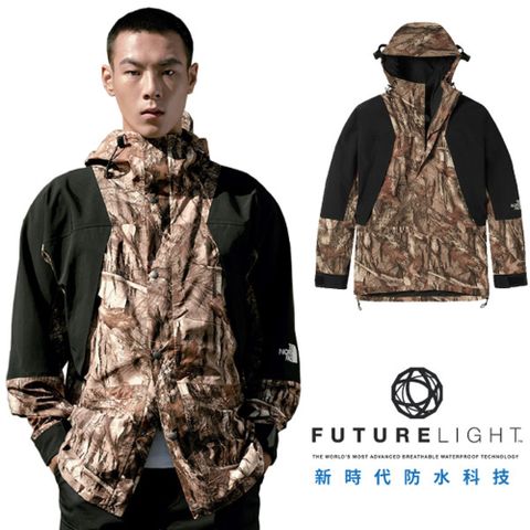 The North Face 北面 限量 ICON FUTURELIGHT 防水透氣防風連帽外套(可套接).風雨衣/登山健行滑雪/4R52-047 森林印花 N