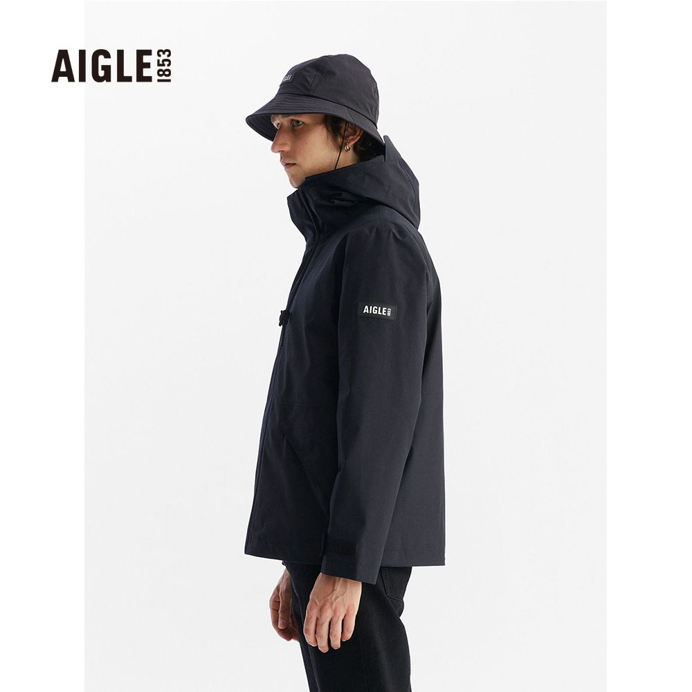 AIGLE  男 防水透氣外套黑色AG-FAA57A100(防水透氣外套 Goretex 防水外套 外套 男外套)