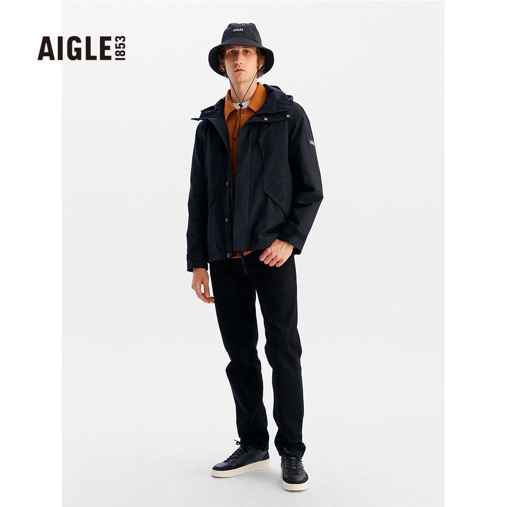 AIGLE  男 防水透氣外套黑色AG-FAA57A100(防水透氣外套 Goretex 防水外套 外套 男外套)