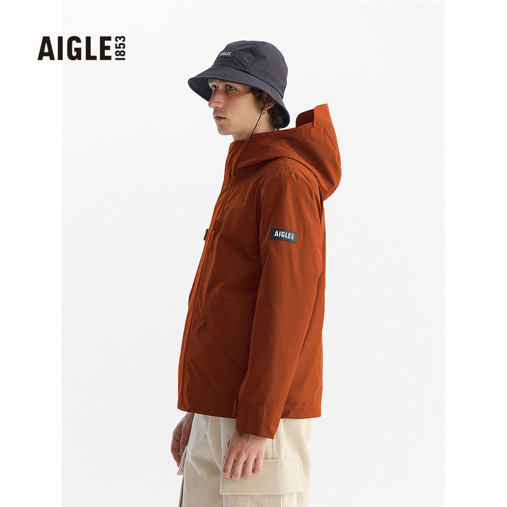 AIGLE  男 防水透氣外套褐色AG-FAA57A166(防水透氣外套 Goretex 防水外套 外套 男外套)