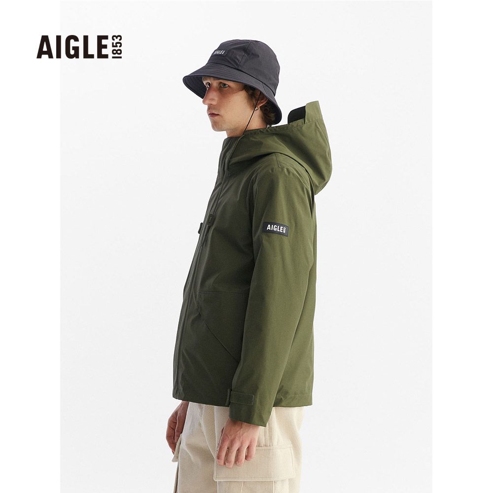 AIGLE  男 防水透氣外套軍綠AG-FAA57A080(防水透氣外套 Goretex 防水外套 外套 男外套 )