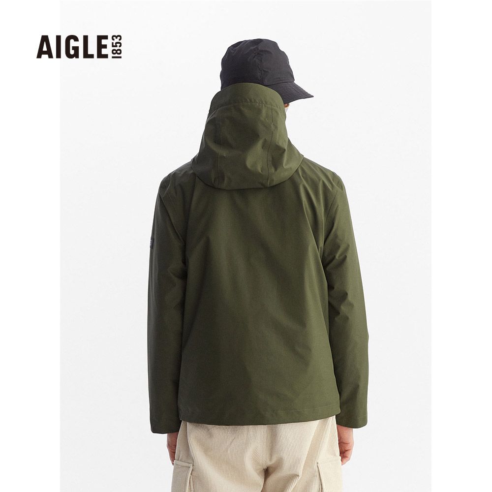 AIGLE  男 防水透氣外套軍綠AG-FAA57A080(防水透氣外套 Goretex 防水外套 外套 男外套 )