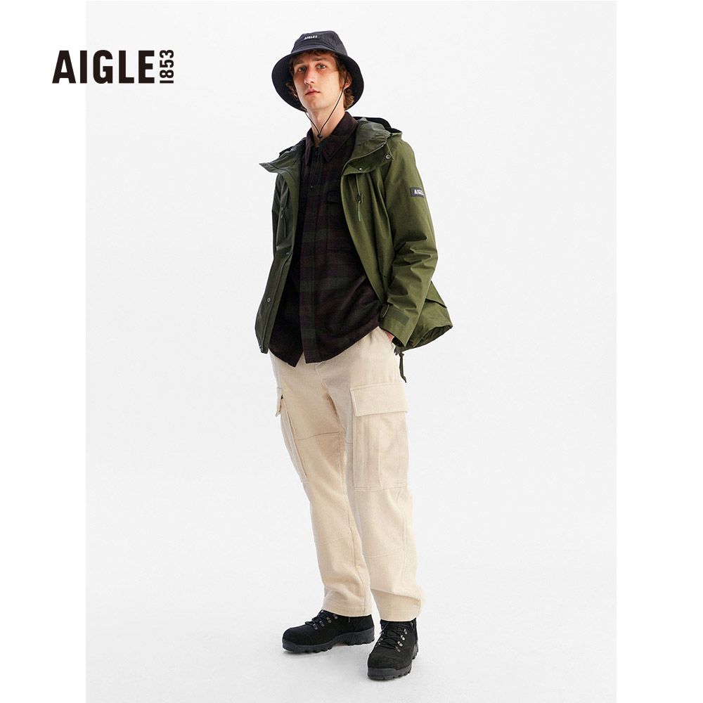 AIGLE  男 防水透氣外套軍綠AG-FAA57A080(防水透氣外套 Goretex 防水外套 外套 男外套 )