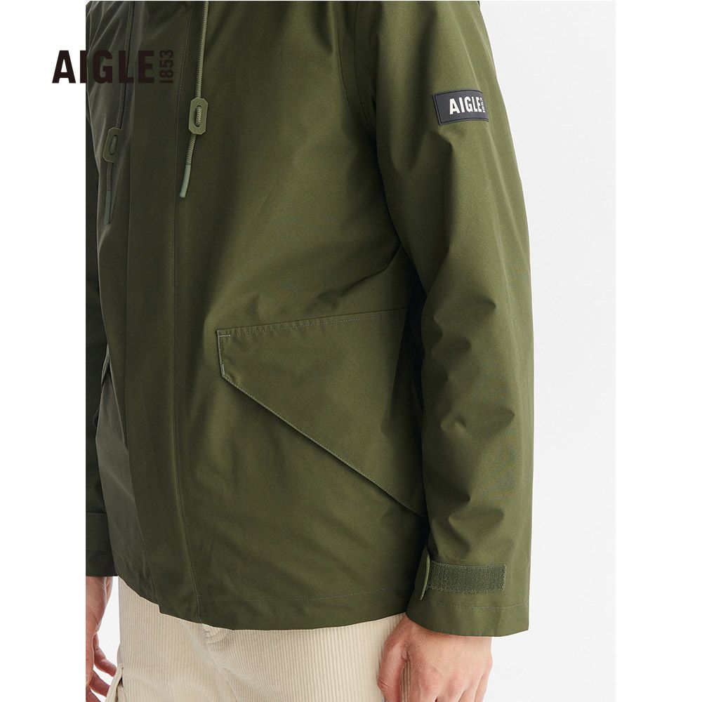 AIGLE  男 防水透氣外套軍綠AG-FAA57A080(防水透氣外套 Goretex 防水外套 外套 男外套 )