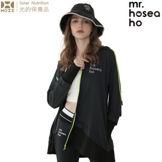 【后益 HOII】MR.HOSEA HO 時尚V領造型連帽外套 ★黑 時尚機能防曬涼感抗UPF50抗UV