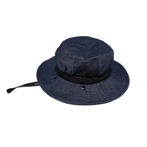 日本AUBE 抗UV登山健行護頸防曬漁夫帽(鐵灰藍)