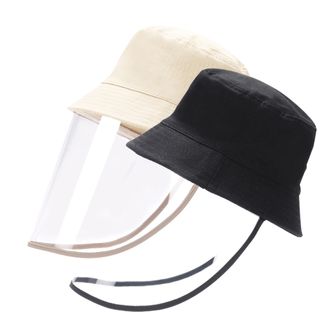 MT全方位防飛沫防疫 防曬兩用漁夫帽 可拆卸（二入組)米白黑