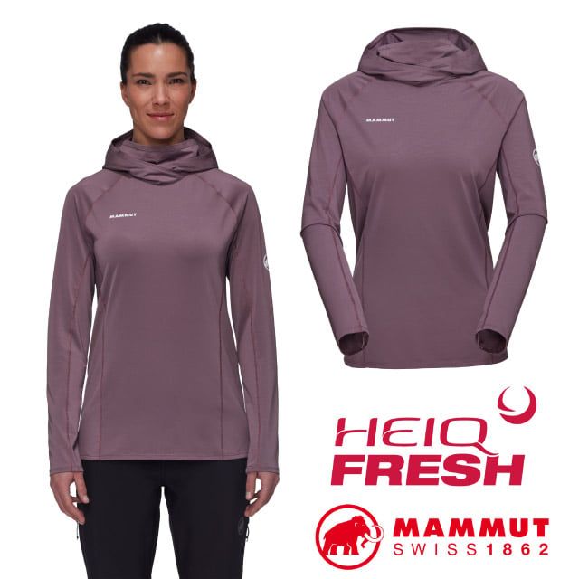 MAMMUT 長毛象 女 Selun FL Sun Hoody 保暖長袖連帽T恤.連帽/UPF 50+ 防曬/1016-01430-5060 波動紫