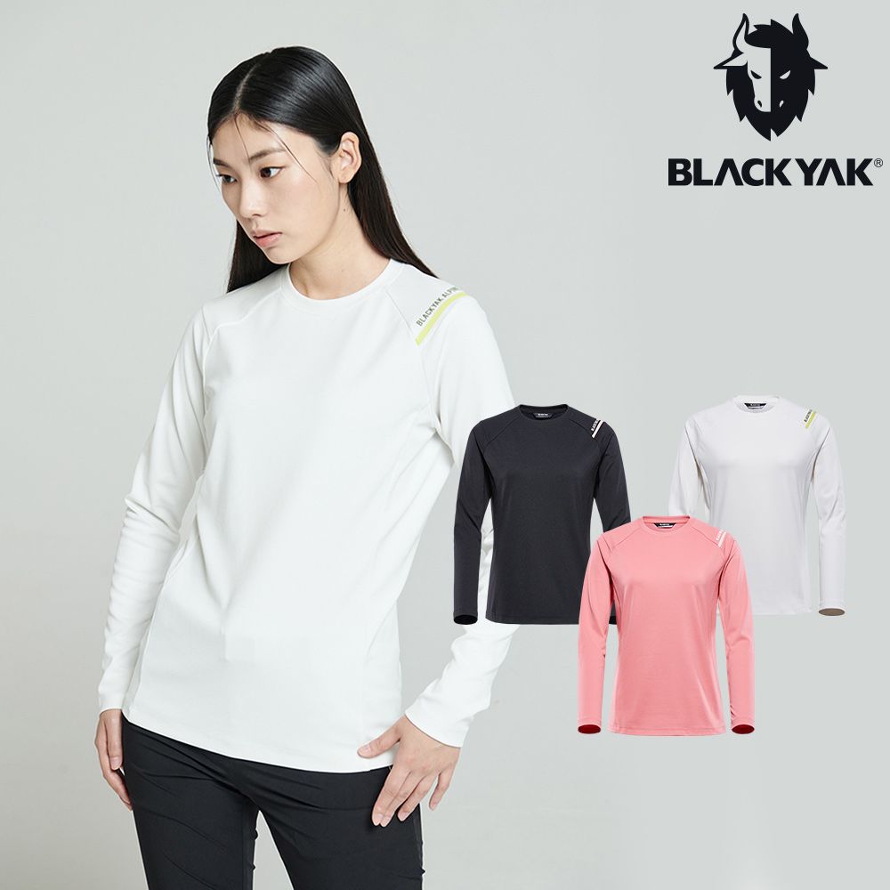 BLACKYAK 女 CREW FIT長袖上衣(粉紅/象牙白/黑色)上衣 登山 機能服 運動服|BYAB2WC701