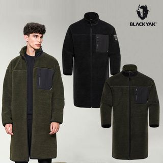 【BLACKYAK】GRIZZLY刷毛長版外套(深橄綠/黑色)-秋冬 刷毛 休閒 長版 外套 |BYJB2NM101