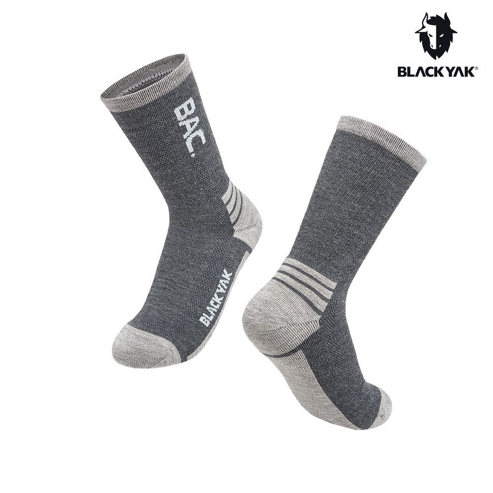 BLACKYAK ALPINE羊毛中筒襪(灰色/黑色)-四季 登山 羊毛襪 健行襪|BYDB1NAB01